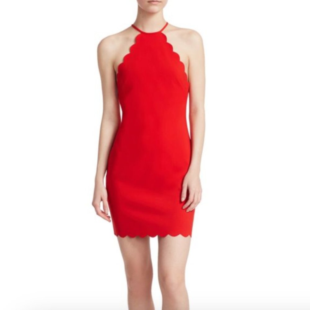 Likely Everly Scalloped Mini Dress in Scarlet - Size 6
